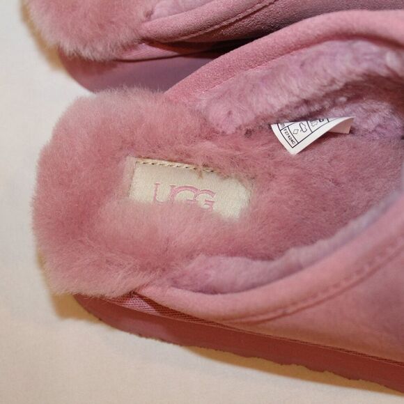 NIB UGG WOMEN'S DISCOQUETTE SUEDE SHEARLING LINED SLIPPERS PINK - Picture 3 of 7